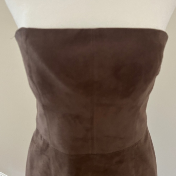 Halston Heritage Ultra Suede Strapless Dress in Tobacco - Picture 4 of 8